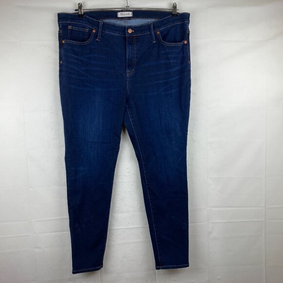 Madewell Jeans Womens Sz 35 High Rise Skinny Dark Wash Blue Stretch - Picture 2 of 7